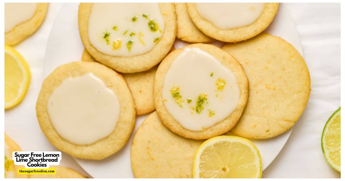 Sugar Free Lemon Lime Shortbread Cookies, a delicious no added sugar recipe for buttery cookies with a hint of citrus