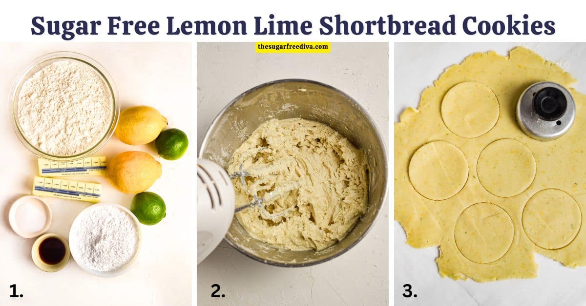 Sugar Free Lemon Lime Shortbread Cookies, a delicious no added sugar recipe for buttery cookies with a hint of citrus