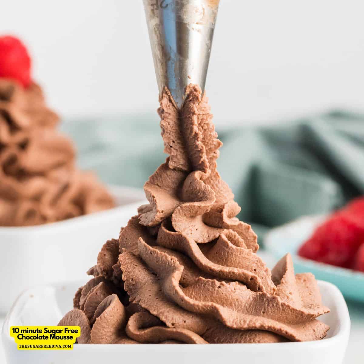 10 minute Sugar Free Chocolate Mousse, a simple and decadent four ingredient no added sugar recipe made without eggs.