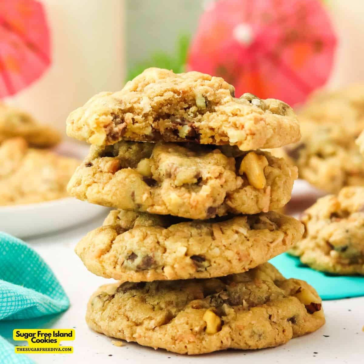 Sugar Free Island Cookies, a simple and delicious no added sugar cookie recipe for soft and chewy cookies with a tropical flair.