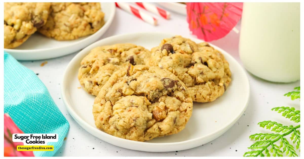 Sugar Free Island Cookies, a simple and delicious no added sugar cookie recipe for soft and chewy cookies with a tropical flair. Sugar Free Island Cookies, a simple and delicious no added sugar cookie recipe for soft and chewy cookies with a tropical flair.