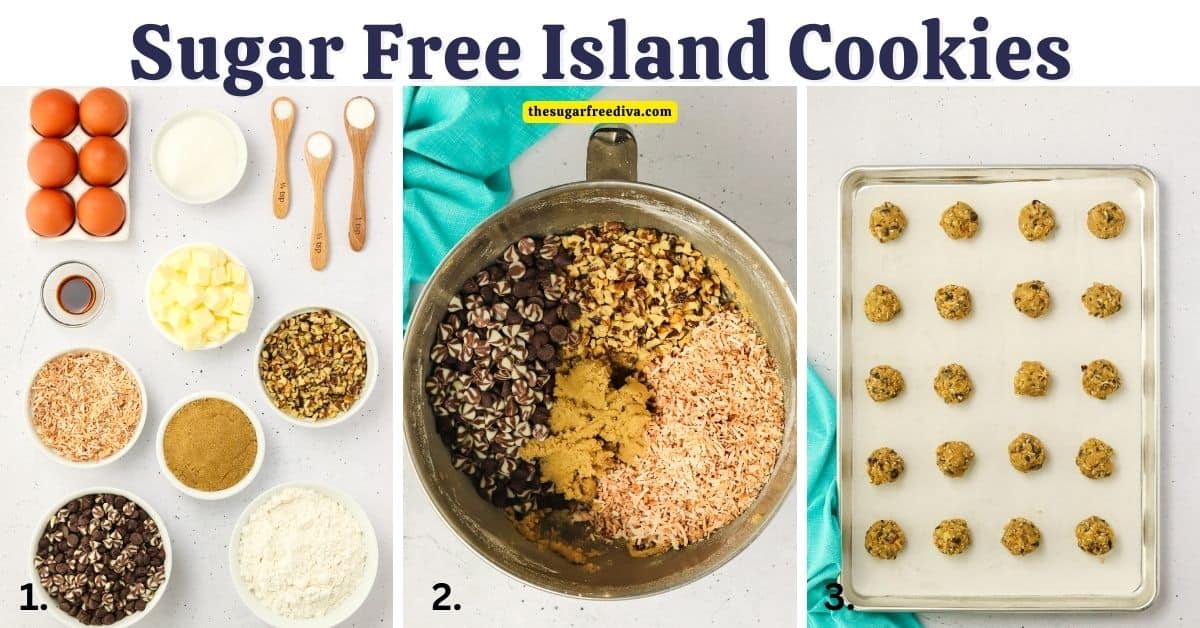 Sugar Free Island Cookies, a simple and delicious no added sugar cookie recipe for soft and chewy cookies with a tropical flair.