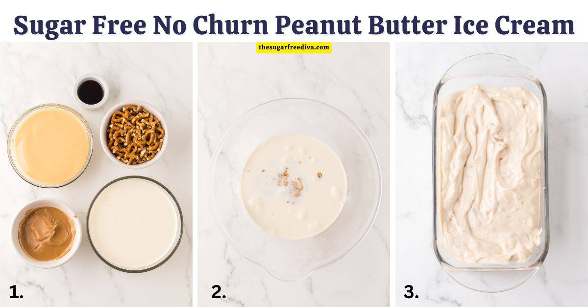 Sugar Free Peanut Butter Ice Cream-  A simple and delicious no added sugar, no churn dessert recipe made with simple ingredients.