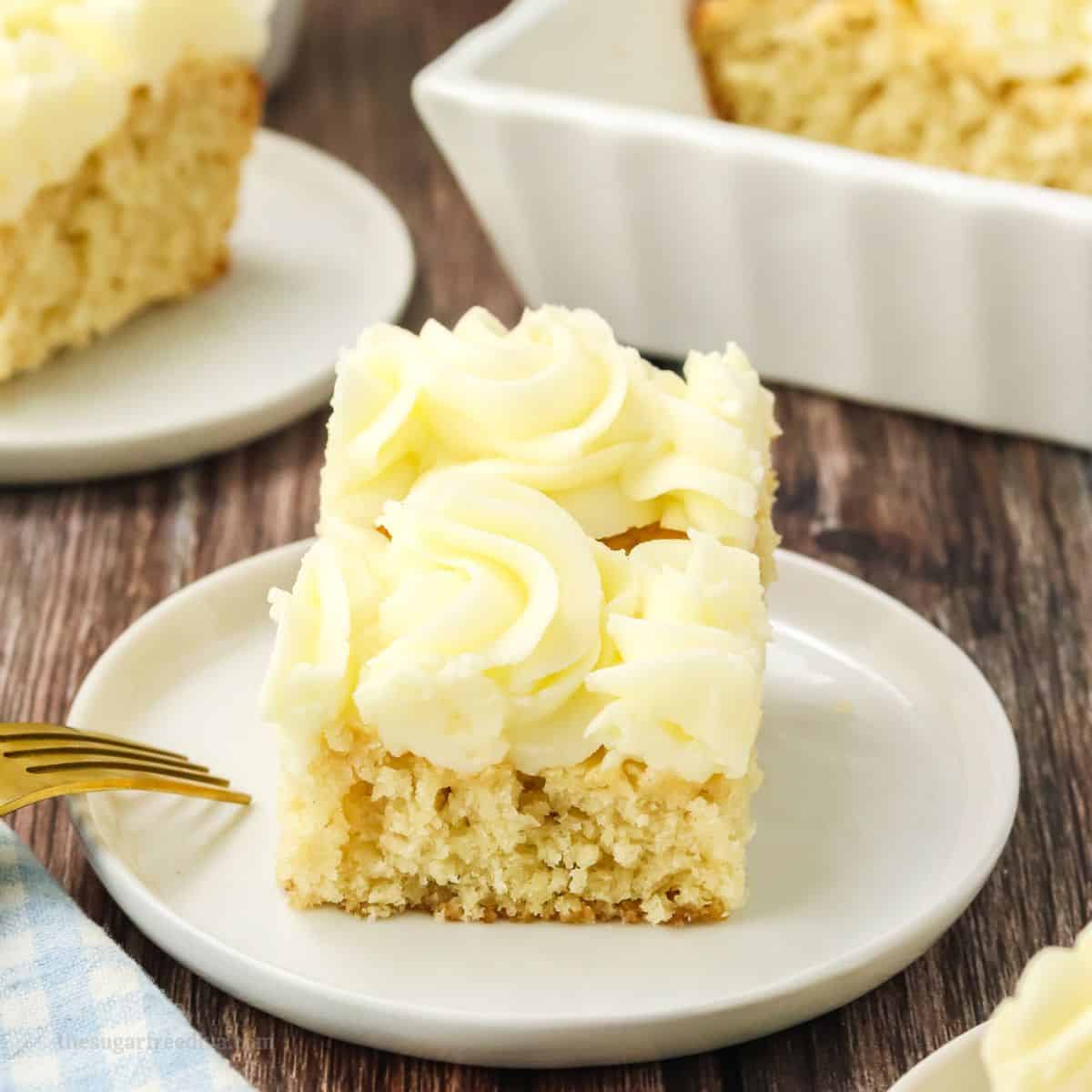 Sugar Free Eggless Vanilla Cake, a delicious no added sugar dessert recipe for a moist and fluffy cake that is easy to make.