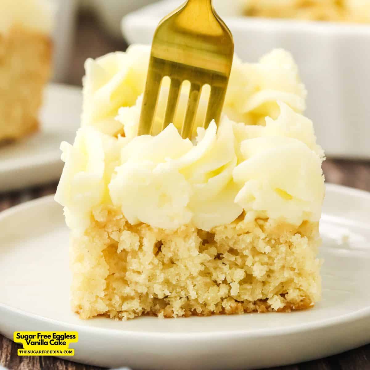 Sugar Free Eggless Vanilla Cake, a delicious no added sugar dessert recipe for a moist and fluffy cake that is easy to make.