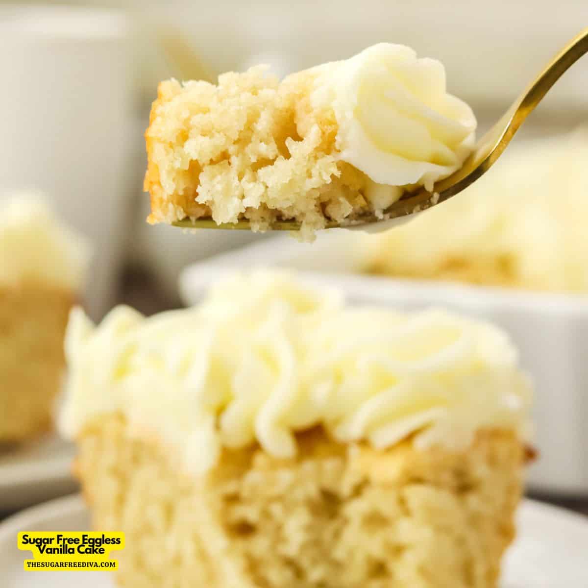 Sugar Free Eggless Vanilla Cake, a delicious no added sugar dessert recipe for a moist and fluffy cake that is easy to make.