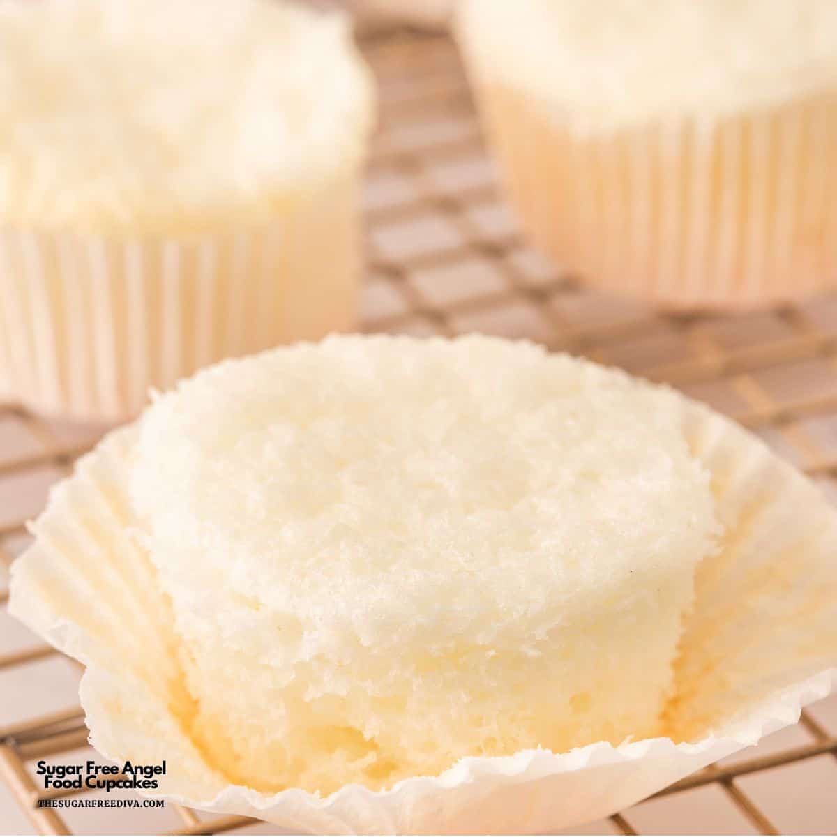 Sugar Free Angel Food Cake, a delicious no added sugar recipe for an airy sponge cake or cupcakes made without added fat or sugar.