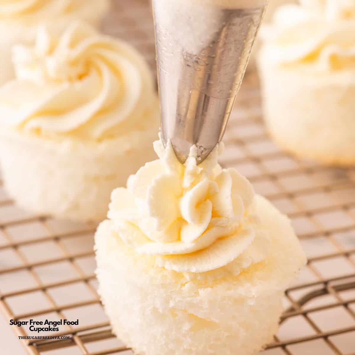 Sugar Free Angel Food Cake, a delicious no added sugar recipe for an airy sponge cake or cupcakes made without added fat or sugar.