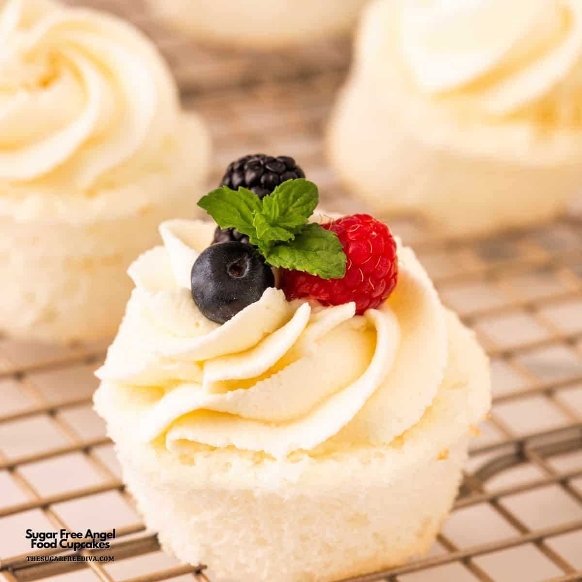 Sugar Free Angel Food Cake, a delicious no added sugar recipe for an airy sponge cake or cupcakes made without added fat or sugar.