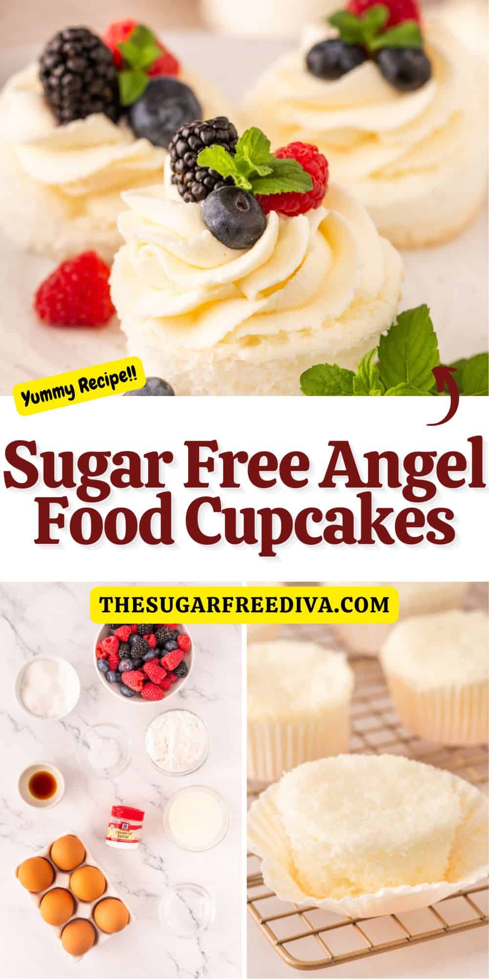 Sugar Free Angel Food Cake, a delicious no added sugar recipe for an airy sponge cake or cupcakes made without added fat or sugar.