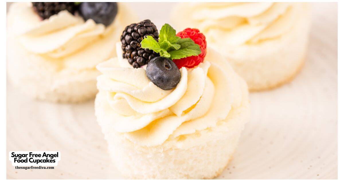 Sugar Free Angel Food Cake, a delicious no added sugar recipe for an airy sponge cake or cupcakes made without added fat or sugar. Sugar Free Angel Food Cake, a delicious no added sugar recipe for an airy sponge cake or cupcakes made without added fat or sugar.