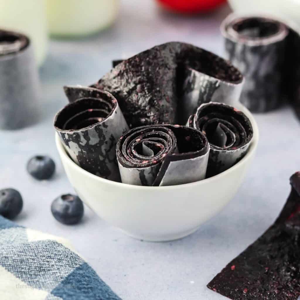 Roll Up Blue Raspberry No Added Sugar Blueberry Fruit Roll-Ups - THE SUGAR FREE DIVA