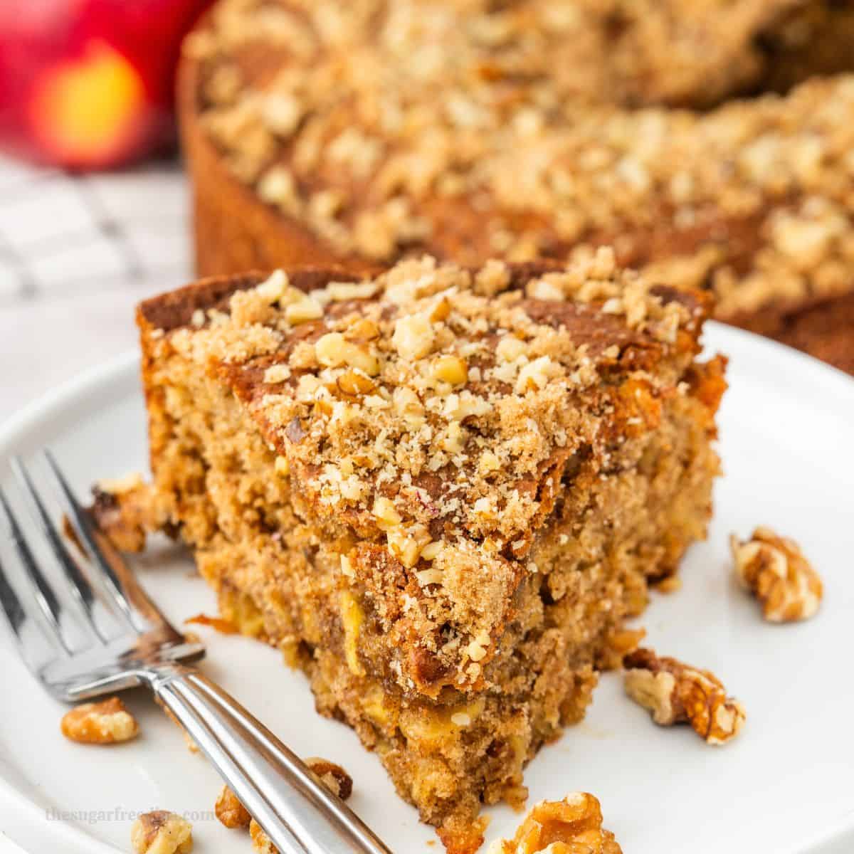 No Added Sugar Cinnamon Apple Cake, a delicious sugar free dessert recipe for a moist and flavorful cake made from scratch.