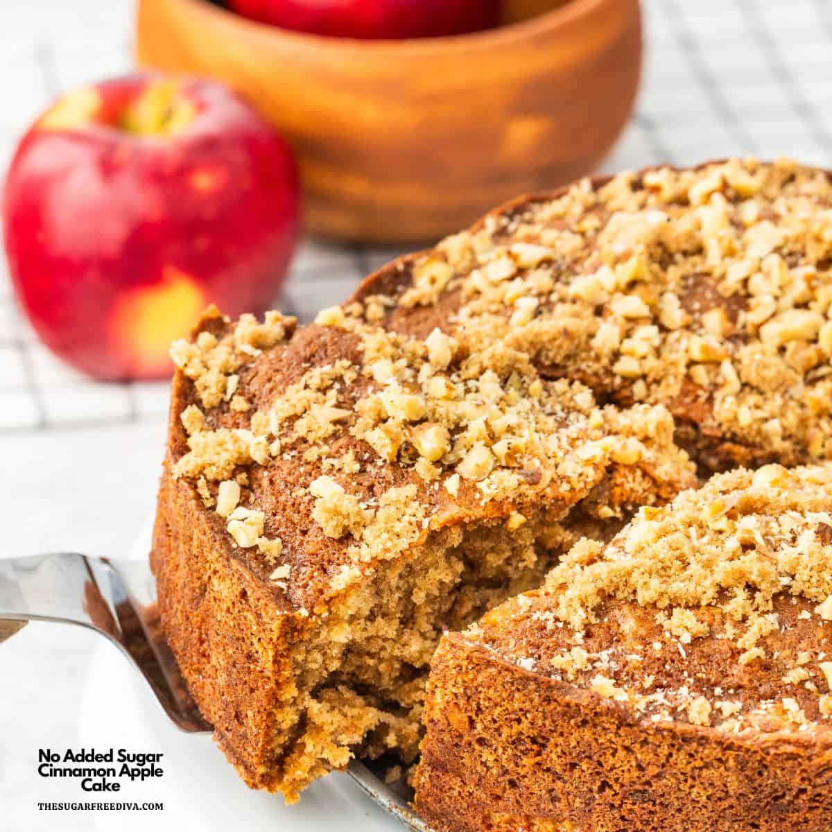 No Added Sugar Cinnamon Apple Cake, a delicious sugar free dessert recipe for a moist and flavorful cake made from scratch.
