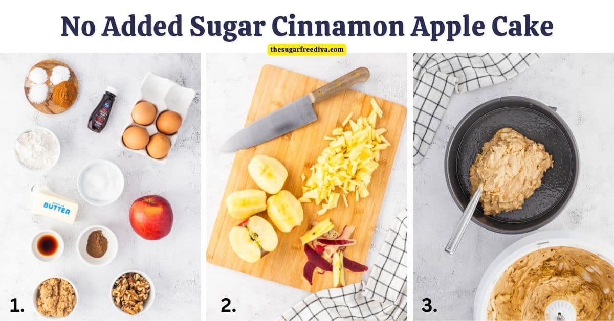 No Added Sugar Cinnamon Apple Cake, a delicious sugar free dessert recipe for a moist and flavorful cake made from scratch.