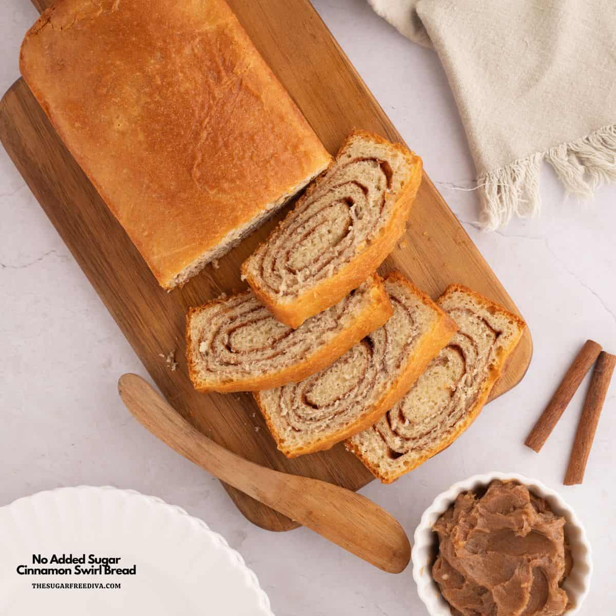 No Added Sugar Cinnamon Swirl Bread, a simple and mouthwateringly delicious homemade bread recipe made with no added sugar.