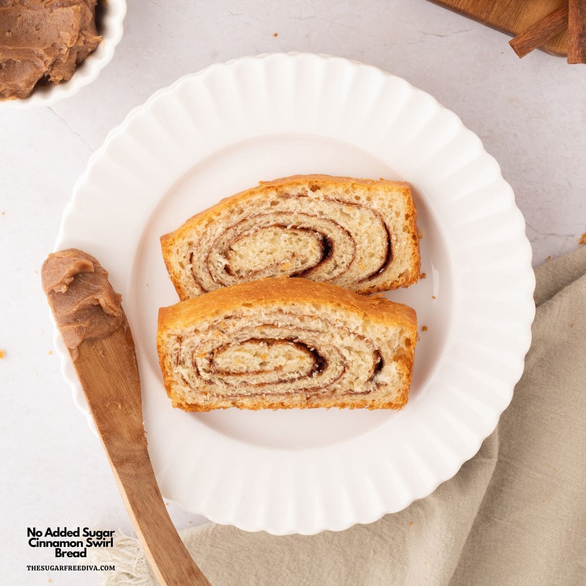 No Added Sugar Cinnamon Swirl Bread, a simple and mouthwateringly delicious homemade bread recipe made with no added sugar.