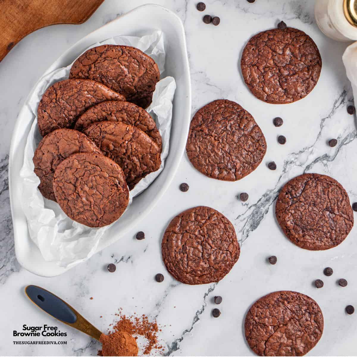 Sugar Free Brownie Cookies, a delicious no added sugar chocolate cookie recipe that tastes like a  irresistibly fudgy brownie.  