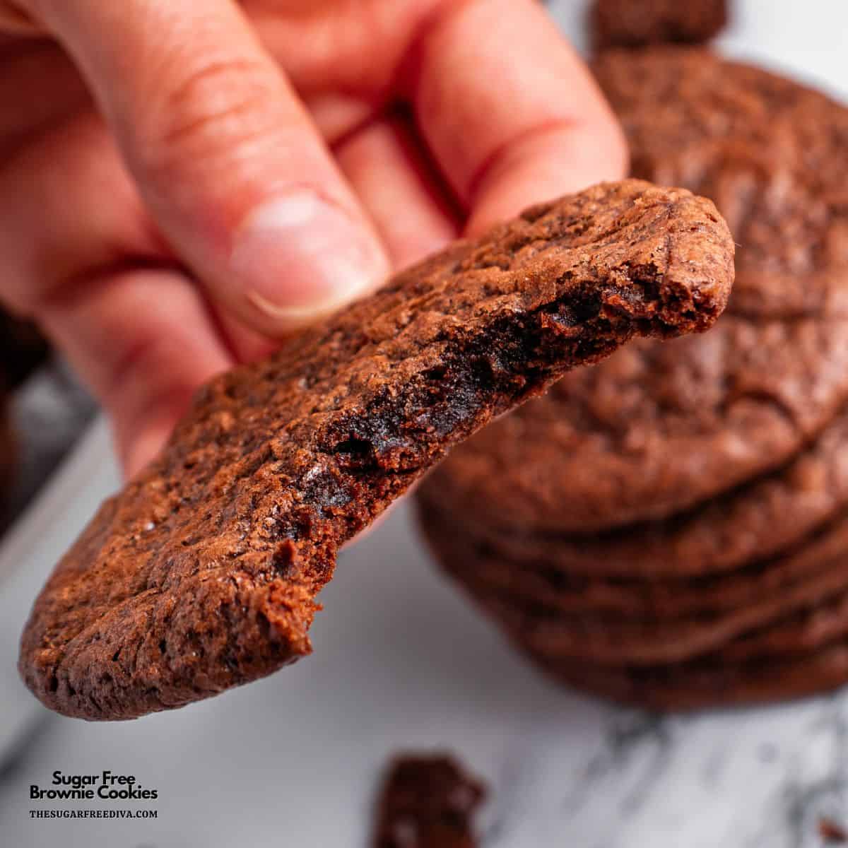 Sugar Free Brownie Cookies, a delicious no added sugar chocolate cookie recipe that tastes like a  irresistibly fudgy brownie.  