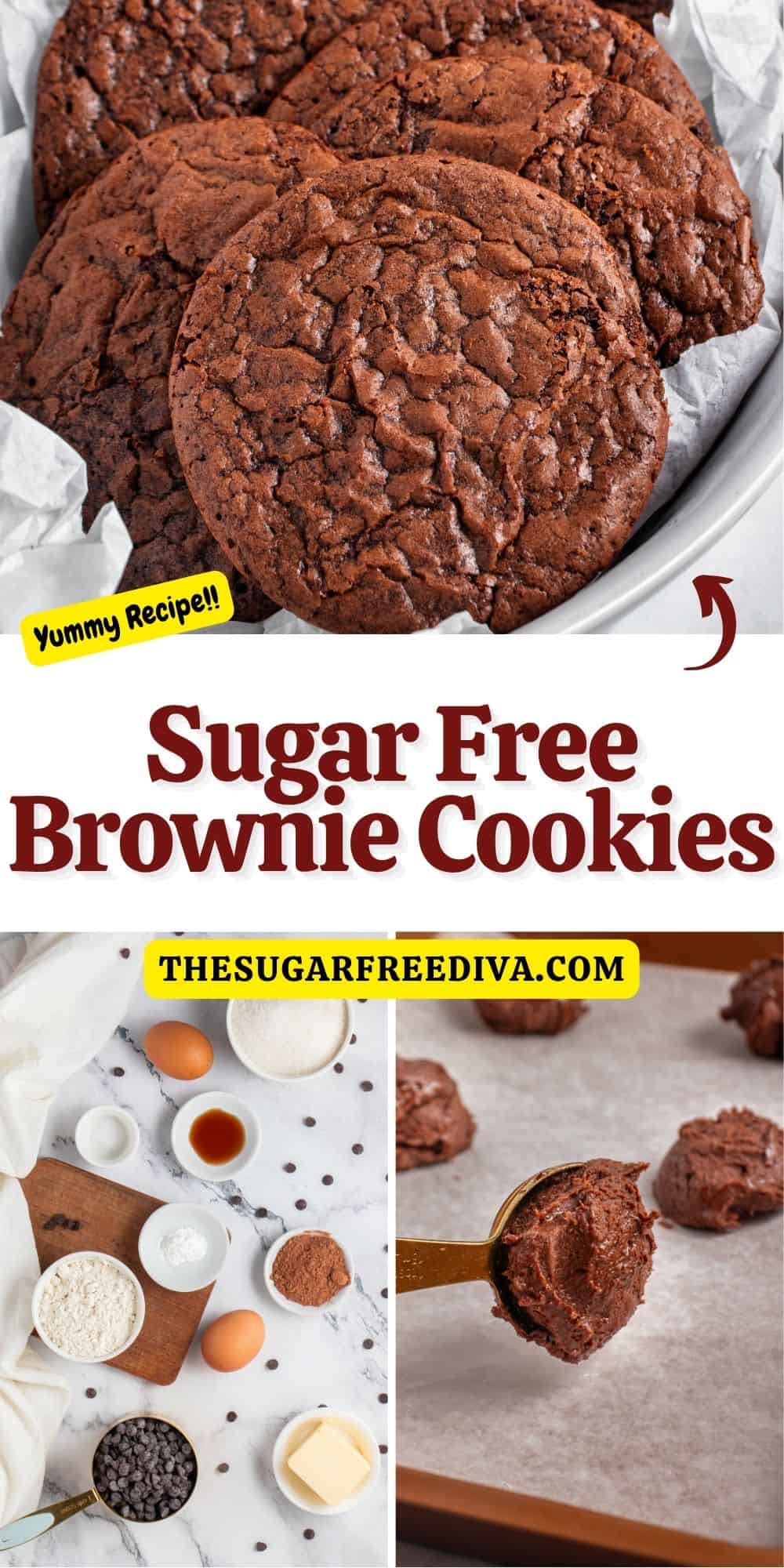 Sugar Free Brownie Cookies, a delicious no added sugar chocolate cookie recipe that tastes like a  irresistibly fudgy brownie.  