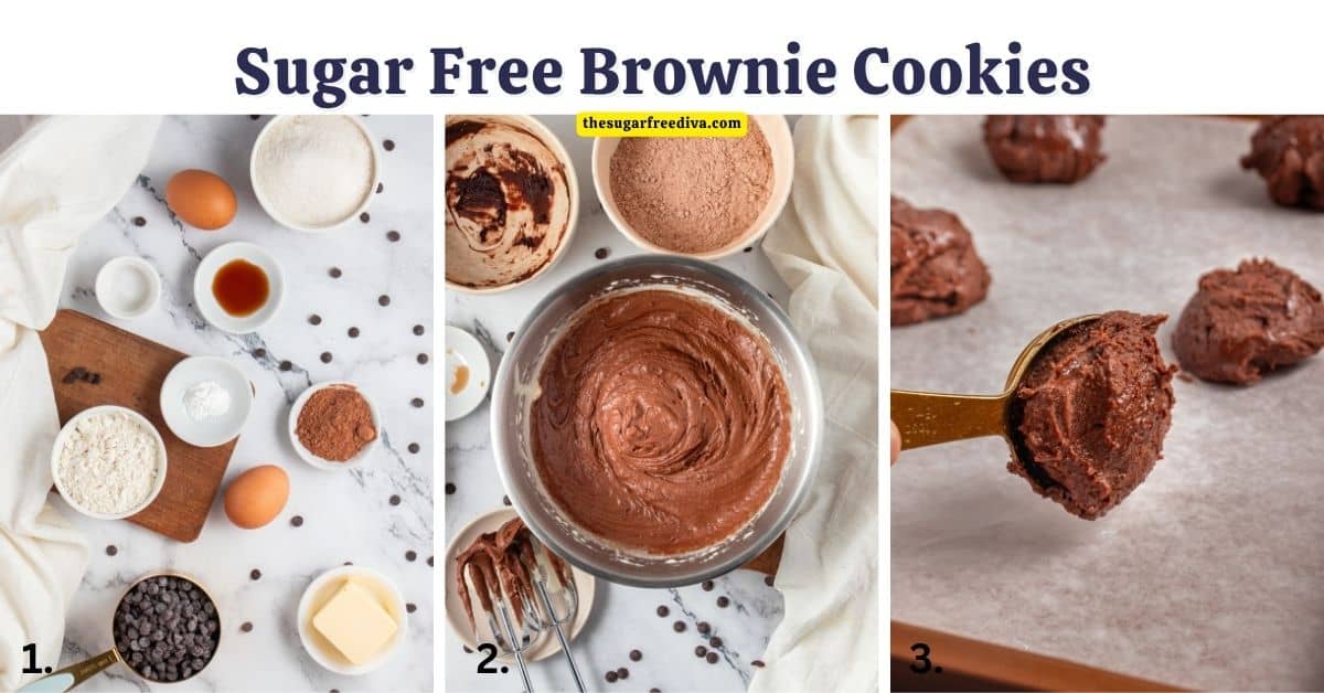 Sugar Free Brownie Cookies, a delicious no added sugar chocolate cookie recipe that tastes like a  irresistibly fudgy brownie.  