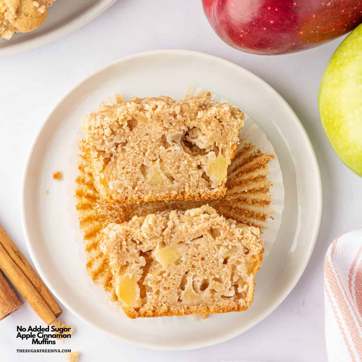 No Added Sugar Apple Cinnamon Muffins, a sugar free recipe featuring moist and tender muffins with a Streusel Topping.
