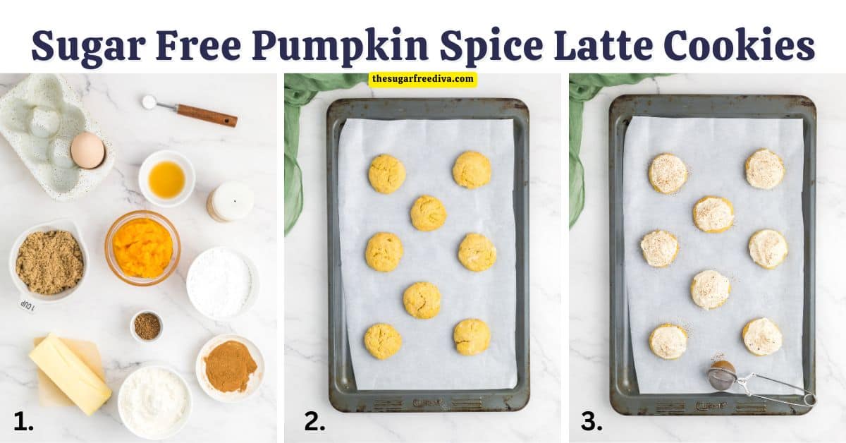Sugar Free Pumpkin Spice Latte Cookies, a delicious no added sugar recipe featuring chewy soft cookies topped with espresso buttercream frosting.