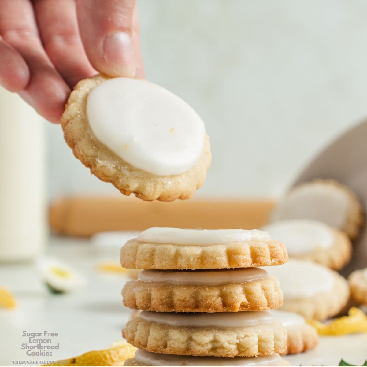 Sugar Free Lemon Shortbread Cookies, a delicious no added sugar recipe made for crisp buttery cookies topped with lemon icing.  Sugar Free Lemon Shortbread Cookies, a delicious no added sugar recipe made for crisp buttery cookies topped with lemon icing