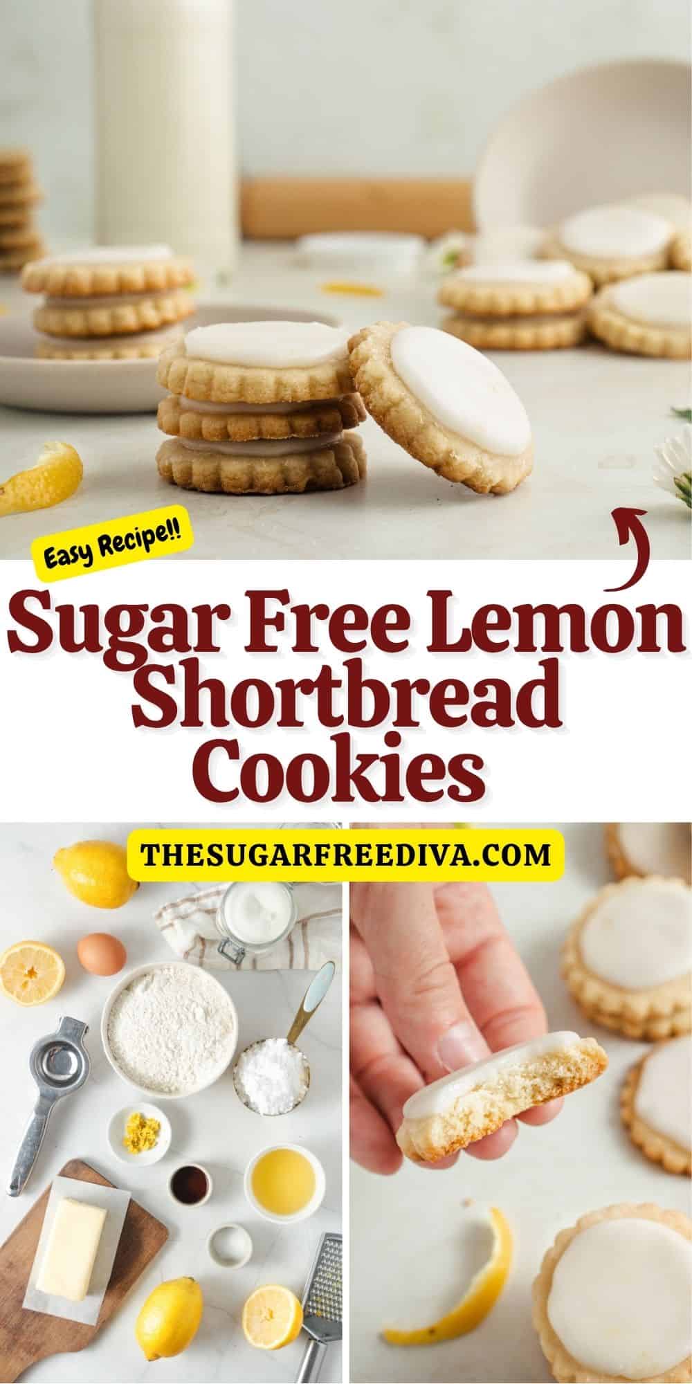 Sugar Free Lemon Shortbread Cookies, a delicious no added sugar recipe made for crisp buttery cookies topped with lemon icing. 