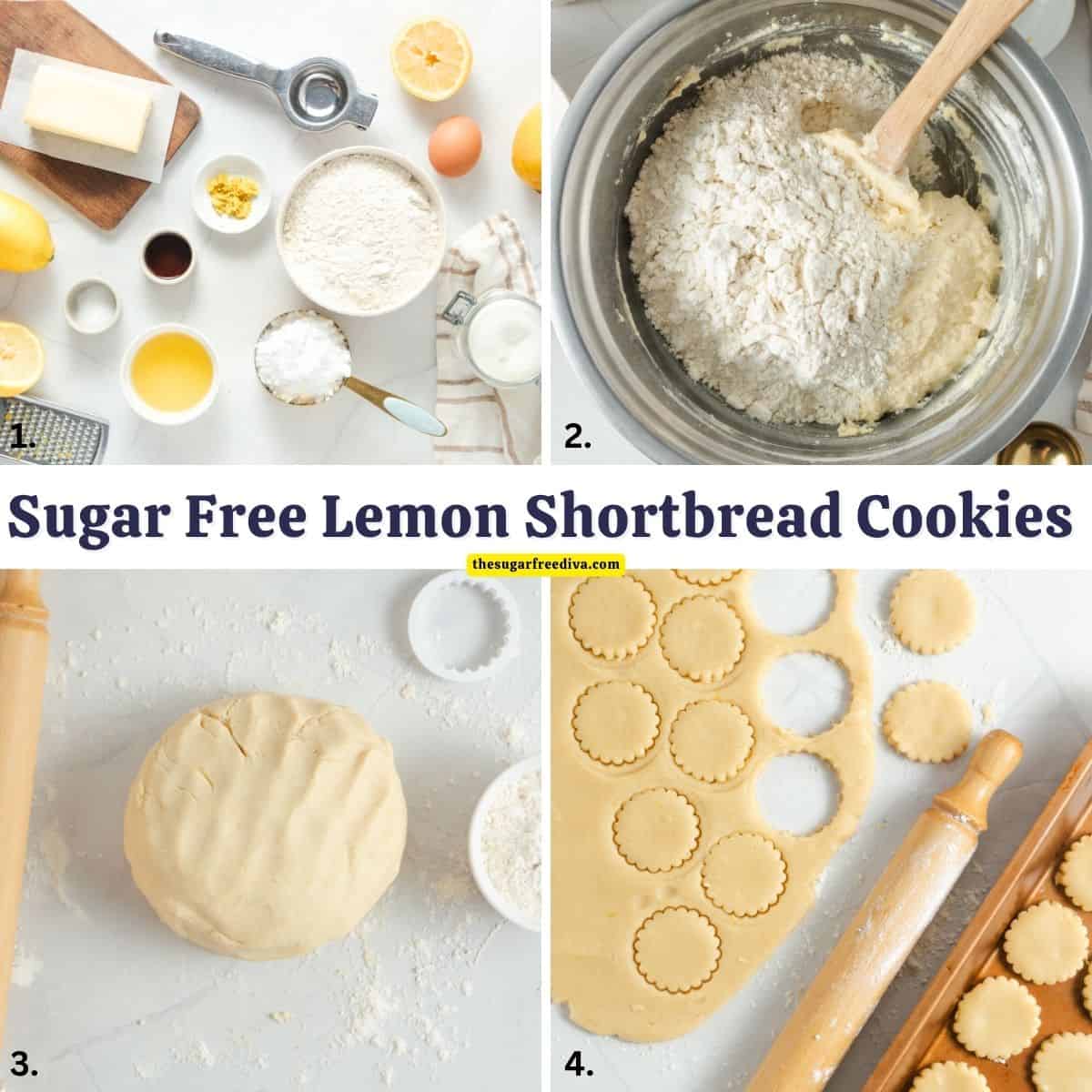 Sugar Free Lemon Shortbread Cookies, a delicious no added sugar recipe made for crisp buttery cookies topped with lemon icing 