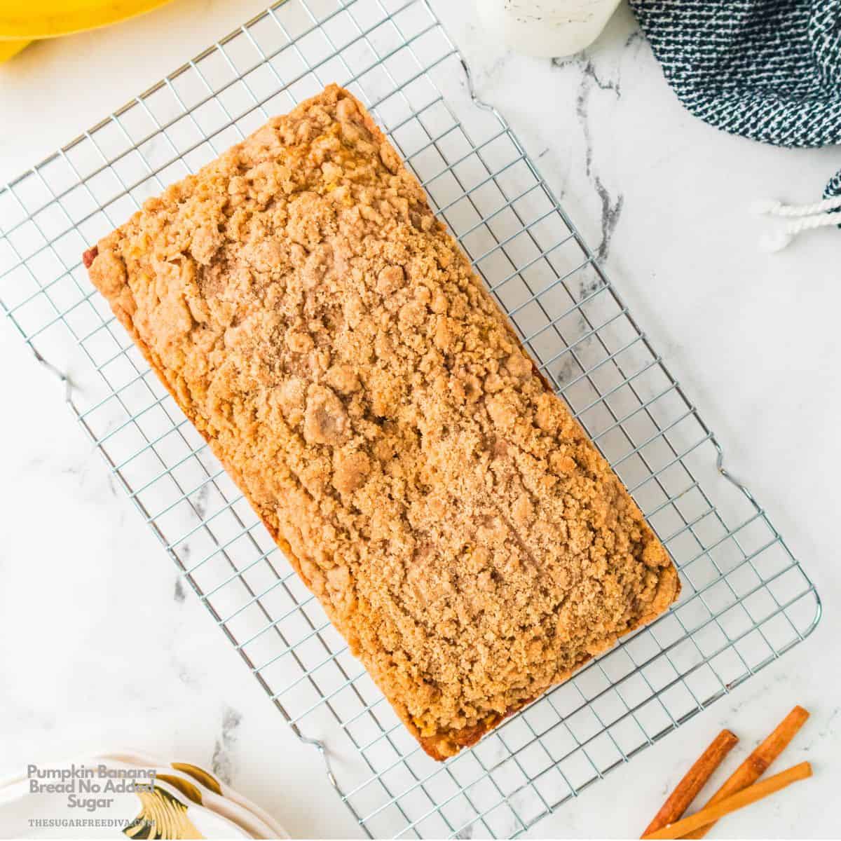 No Added Sugar Pumpkin Banana Bread , a moist and delicious quick bread recipe made with mashed bananas and  pumpkin puree. 