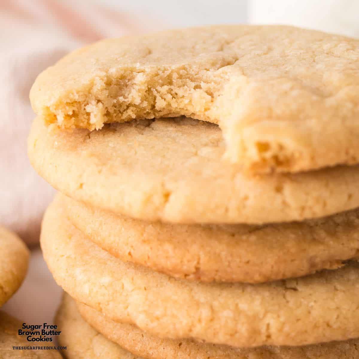 Sugar Free Brown Butter Cookies, a simple no added sugar recipe for chewy cookies with a nutty and rich flavor.