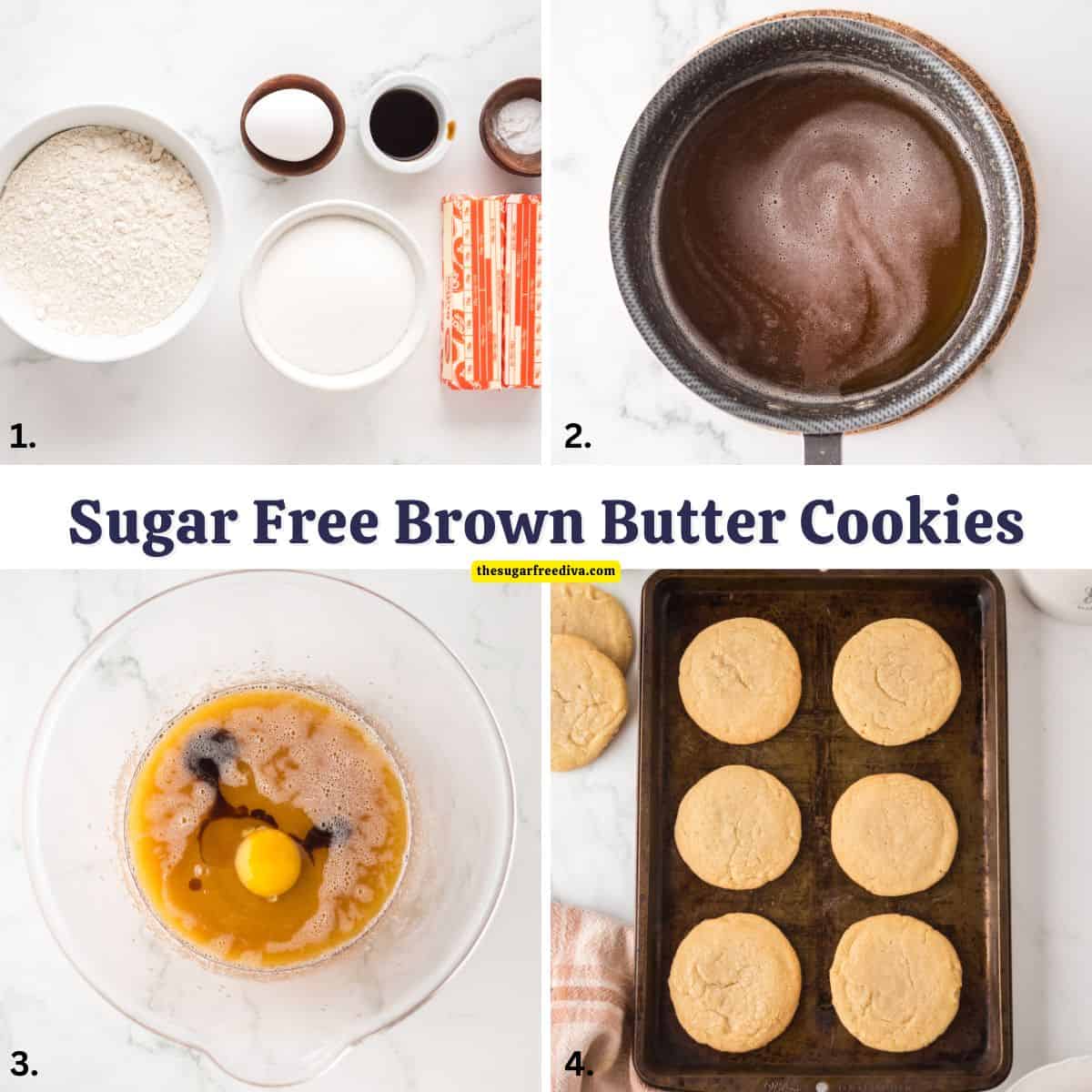 Sugar Free Brown Butter Cookies, a simple no added sugar recipe for chewy cookies with a nutty and rich flavor.