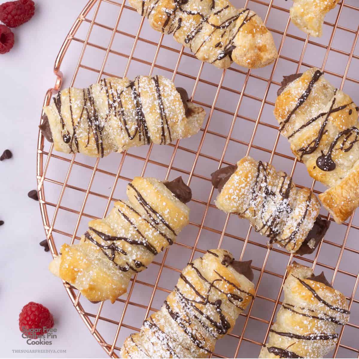 Sugar Free ClothesPin Cookies, AKA lady locks or cream horns, delicious buttery dough stuffed with chocolate cream. No Added Sugar Recipe. Sugar Free ClothesPin Cookies, AKA lady locks or cream horns, delicious buttery dough stuffed with chocolate cream. No Added Sugar Recipe.