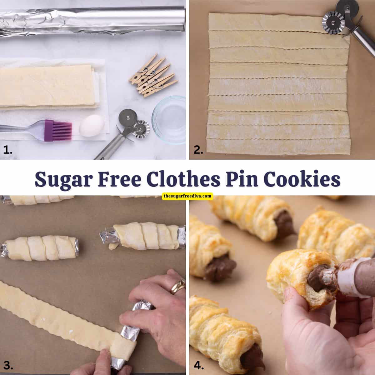 Sugar Free Clothes Pin Cookies, AKA lady locks or cream horns, delicious buttery dough stuffed with chocolate cream. No Added Sugar Recipe. Sugar Free ClothesPin Cookies, AKA lady locks or cream horns, delicious buttery dough stuffed with chocolate cream. No Added Sugar Recipe.