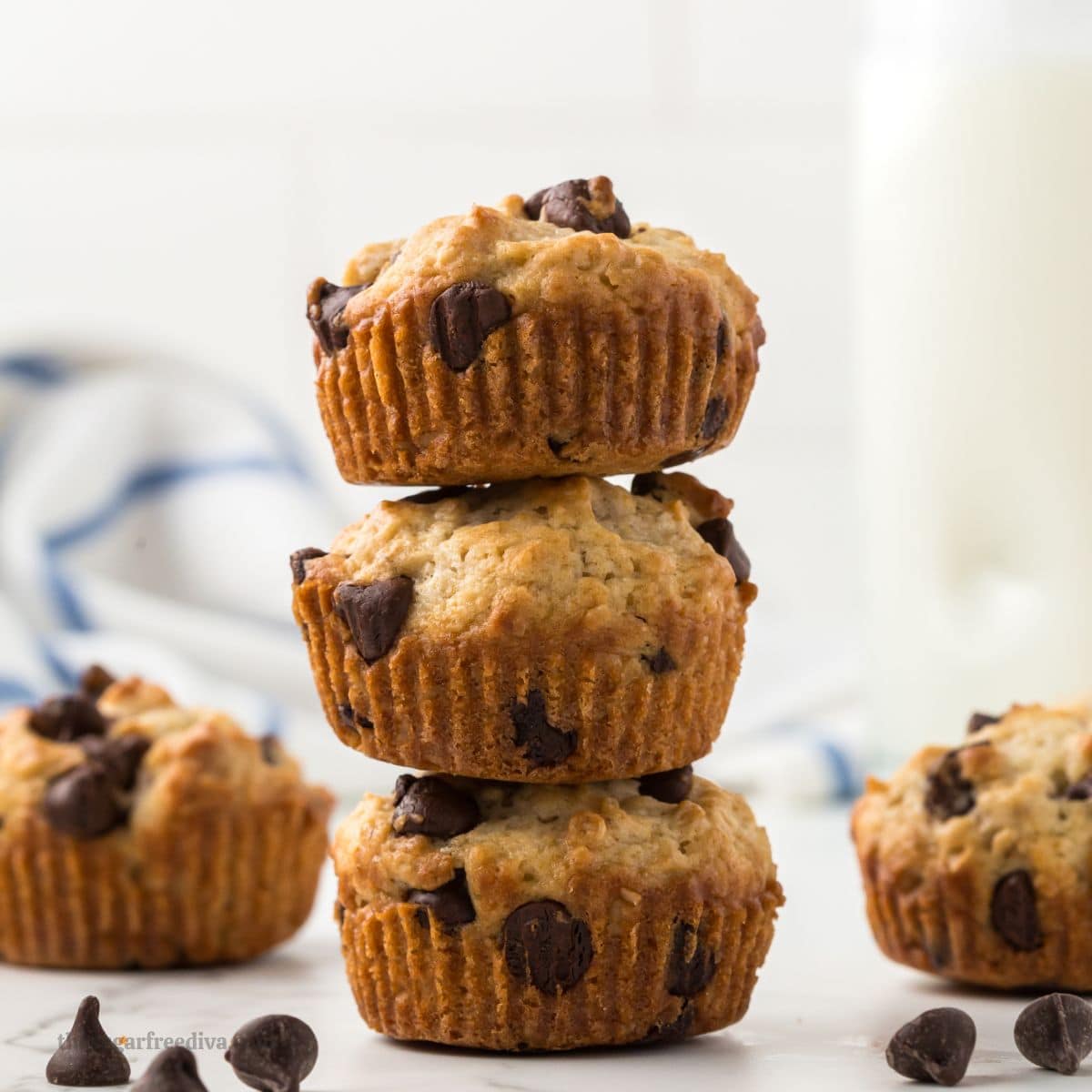 Sugar Free Oatmeal Chocolate Chip Muffins, a delicious no added sugar recipe for moist and tender muffins with a burst of chocolate. Sugar Free Oatmeal Chocolate Chip Muffins, a delicious no added sugar recipe for moist and tender muffins with a burst of chocolate.