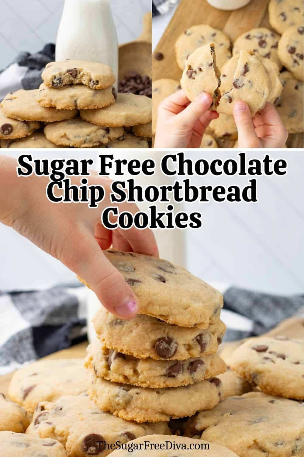 Sugar Free Chocolate Chip Shortbread Cookies, a simple no added sugar recipe for buttery cookies with decadent chocolate chips. Sugar Free Chocolate Chip Shortbread Cookies, a simple no added sugar recipe for buttery cookies with decadent chocolate chips.