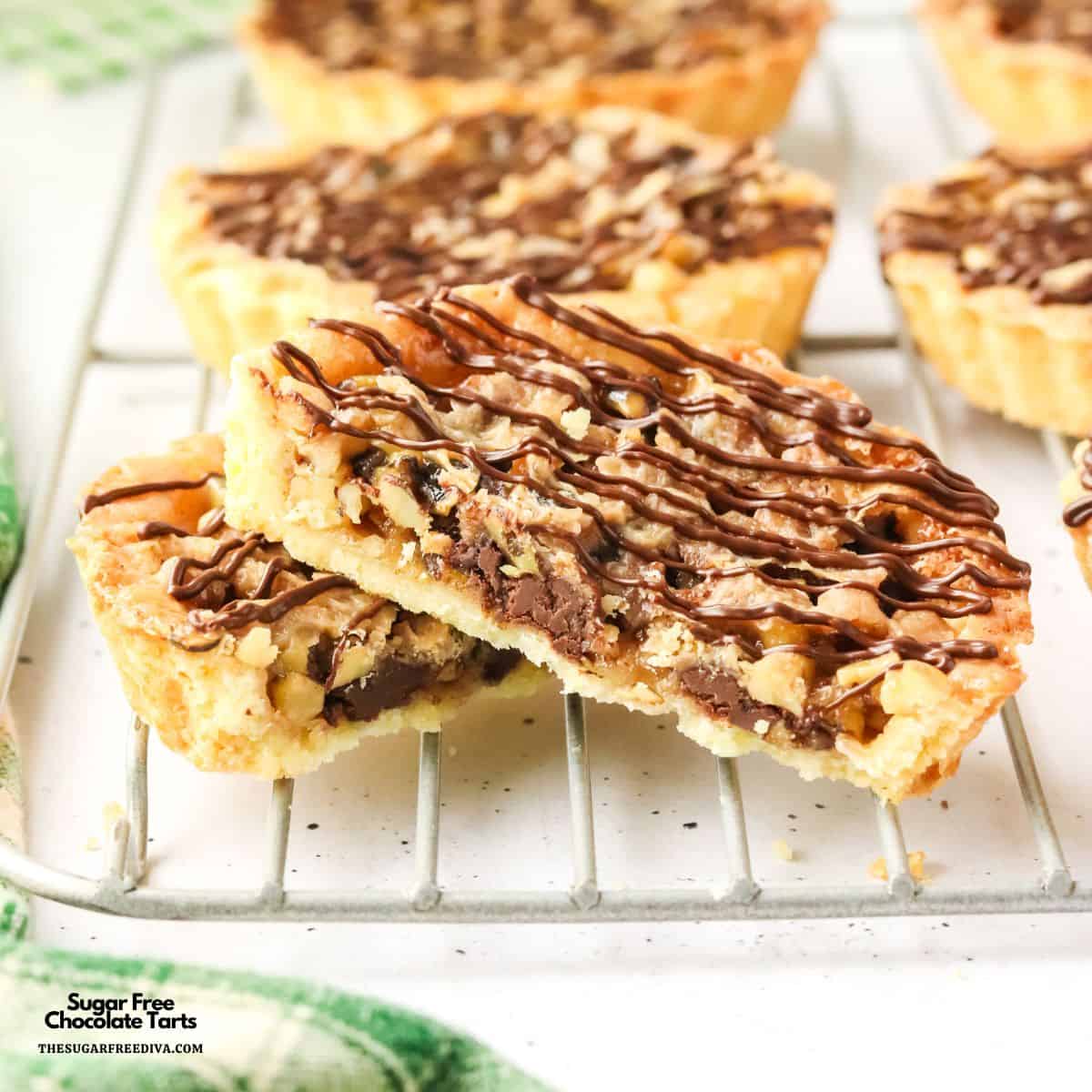 Sugar Free Chocolate Tarts, a delicious no added sugar dessert featuring buttery tart crusts filled with luscious chocolate and walnuts. Sugar Free Chocolate Tarts, a delicious no added sugar dessert featuring buttery tart crusts filled with luscious chocolate and walnuts.