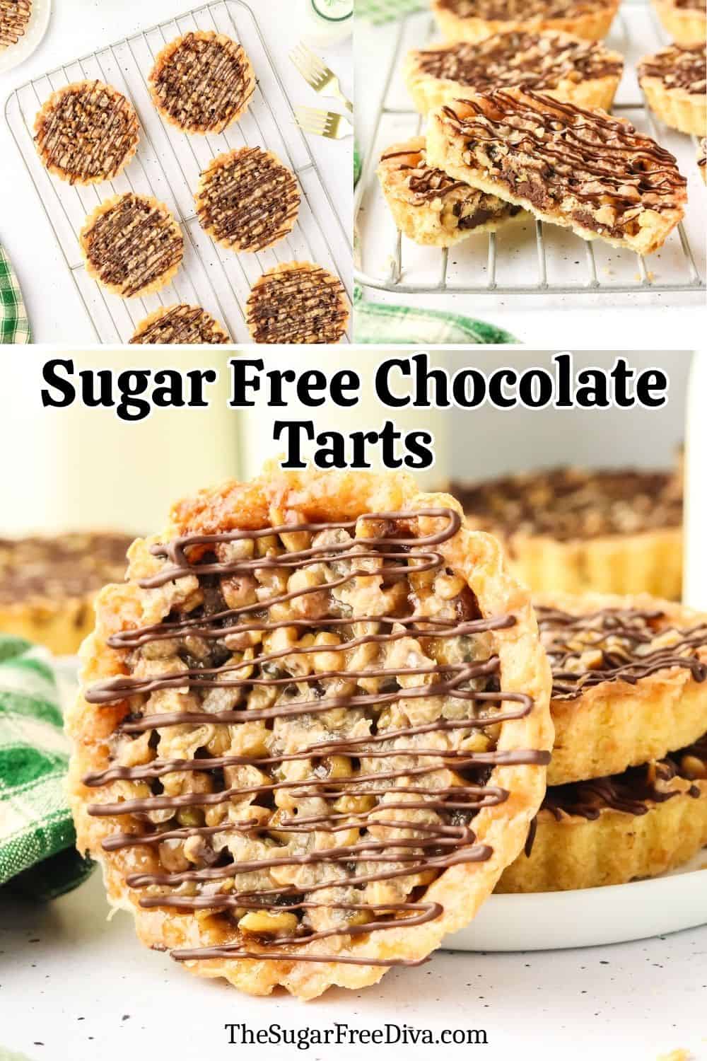 Sugar Free Chocolate Tarts, a delicious no added sugar dessert featuring buttery tart crusts filled with luscious chocolate and walnuts. Sugar Free Chocolate Tarts, a delicious no added sugar dessert featuring buttery tart crusts filled with luscious chocolate and walnuts.