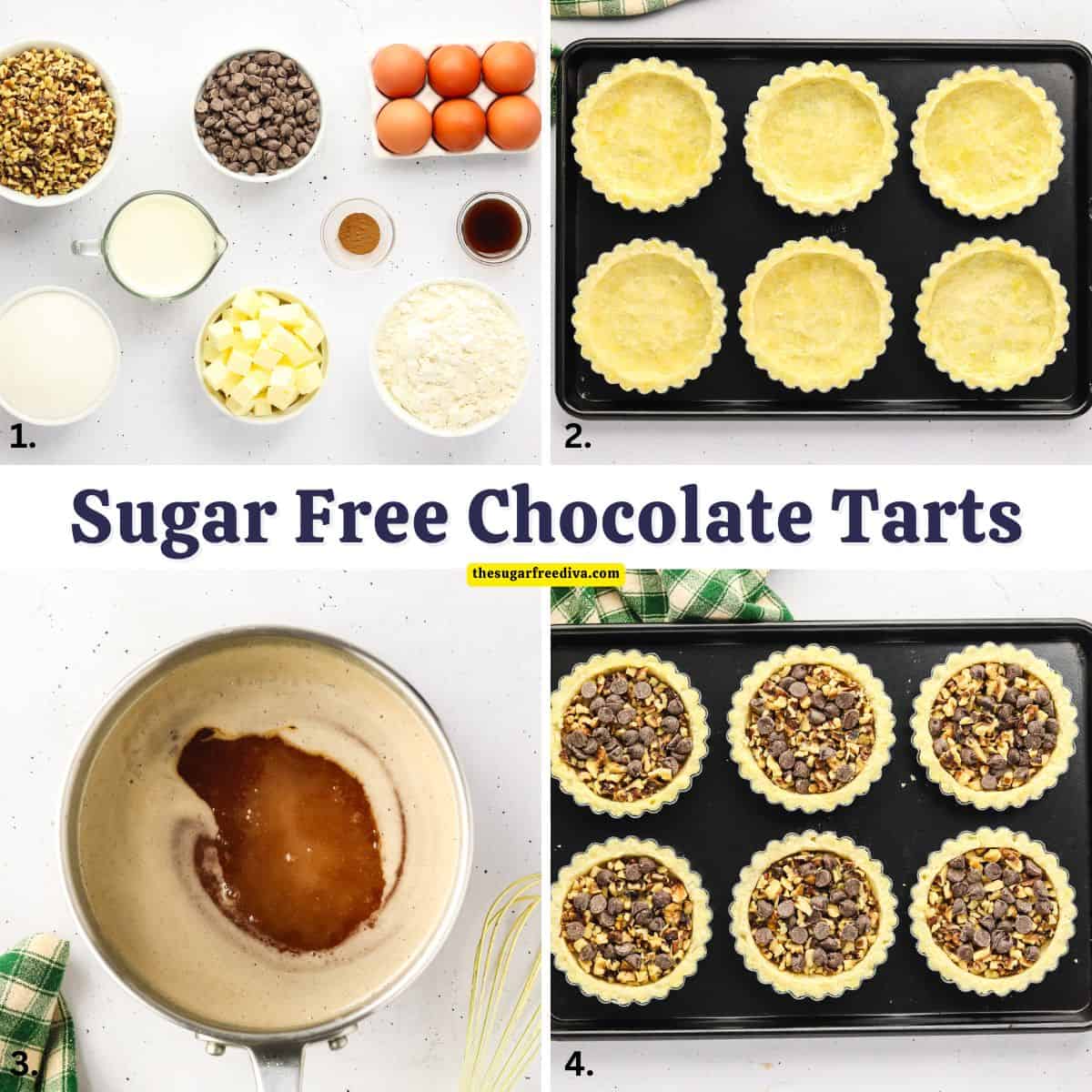 Sugar Free Chocolate Tarts, a delicious no added sugar dessert featuring buttery tart crusts filled with luscious chocolate and walnuts. Sugar Free Chocolate Tarts, a delicious no added sugar dessert featuring buttery tart crusts filled with luscious chocolate and walnuts.