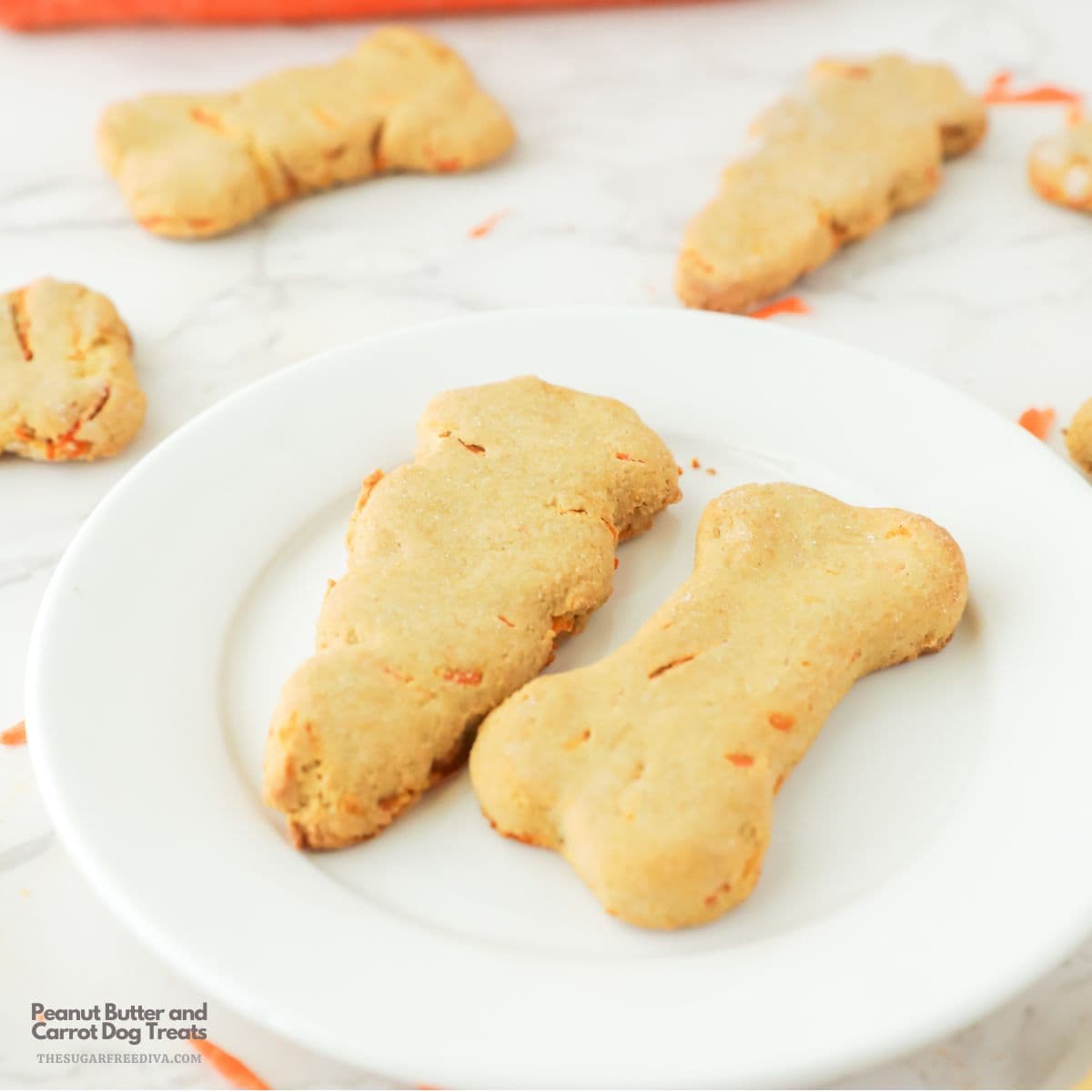 Peanut Butter and Carrot Dog Treats, a simple 5 ingredient recipe for homemade treats made with oats and applesauce.