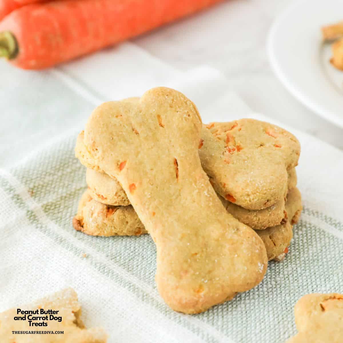 Peanut Butter and Carrot Dog Treats, a simple 5 ingredient recipe for homemade treats made with oats and applesauce. Peanut Butter and Carrot Dog Treats, a simple 5 ingredient recipe for homemade treats made with oats and applesauce.