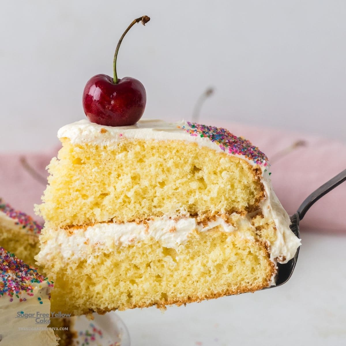 Sugar Free Yellow Cake, a classic dessert recipe for a moist and tender cake topped with Buttercream Frosting. No Added Sugar Recipe. Sugar Free Yellow Cake, a classic dessert recipe for a moist and tender cake topped with Buttercream Frosting. No Added Sugar Recipe.