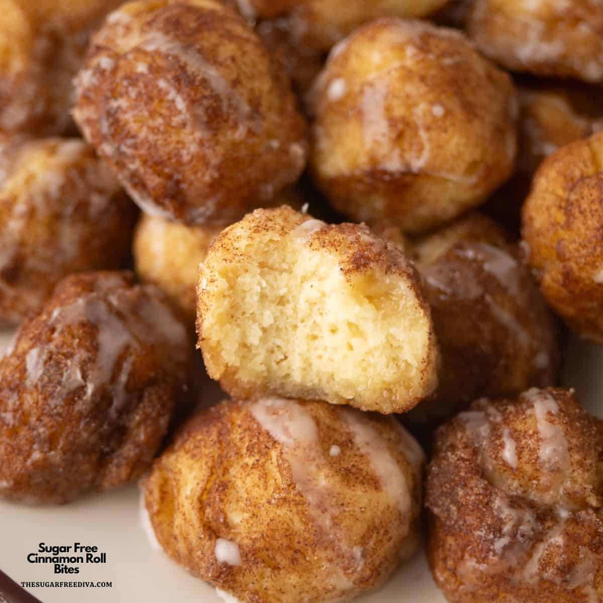 Sugar Free Cinnamon Roll Bites, an easy no added sugar recipe made from scratch featuring fluffy bites of dough coated with glaze. Sugar Free Cinnamon Roll Bites, an easy no added sugar recipe made from scratch featuring fluffy bites of dough coated with glaze.