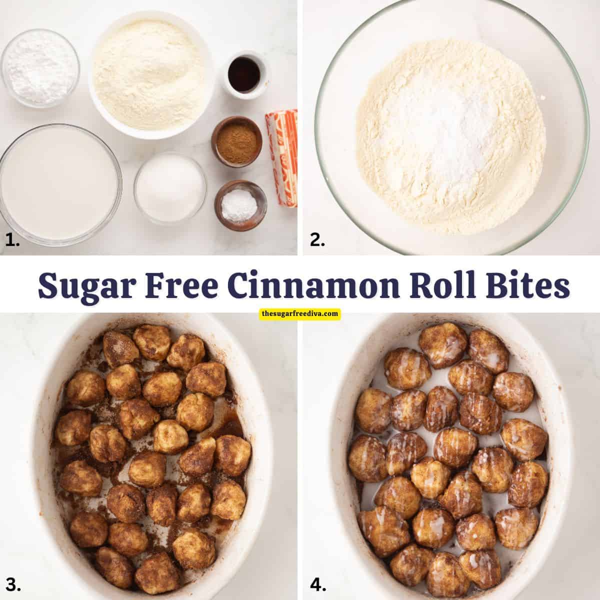 Sugar Free Cinnamon Roll Bites, an easy no added sugar recipe made from scratch featuring fluffy bites of dough coated with glaze. Sugar Free Cinnamon Roll Bites, an easy no added sugar recipe made from scratch featuring fluffy bites of dough coated with glaze.