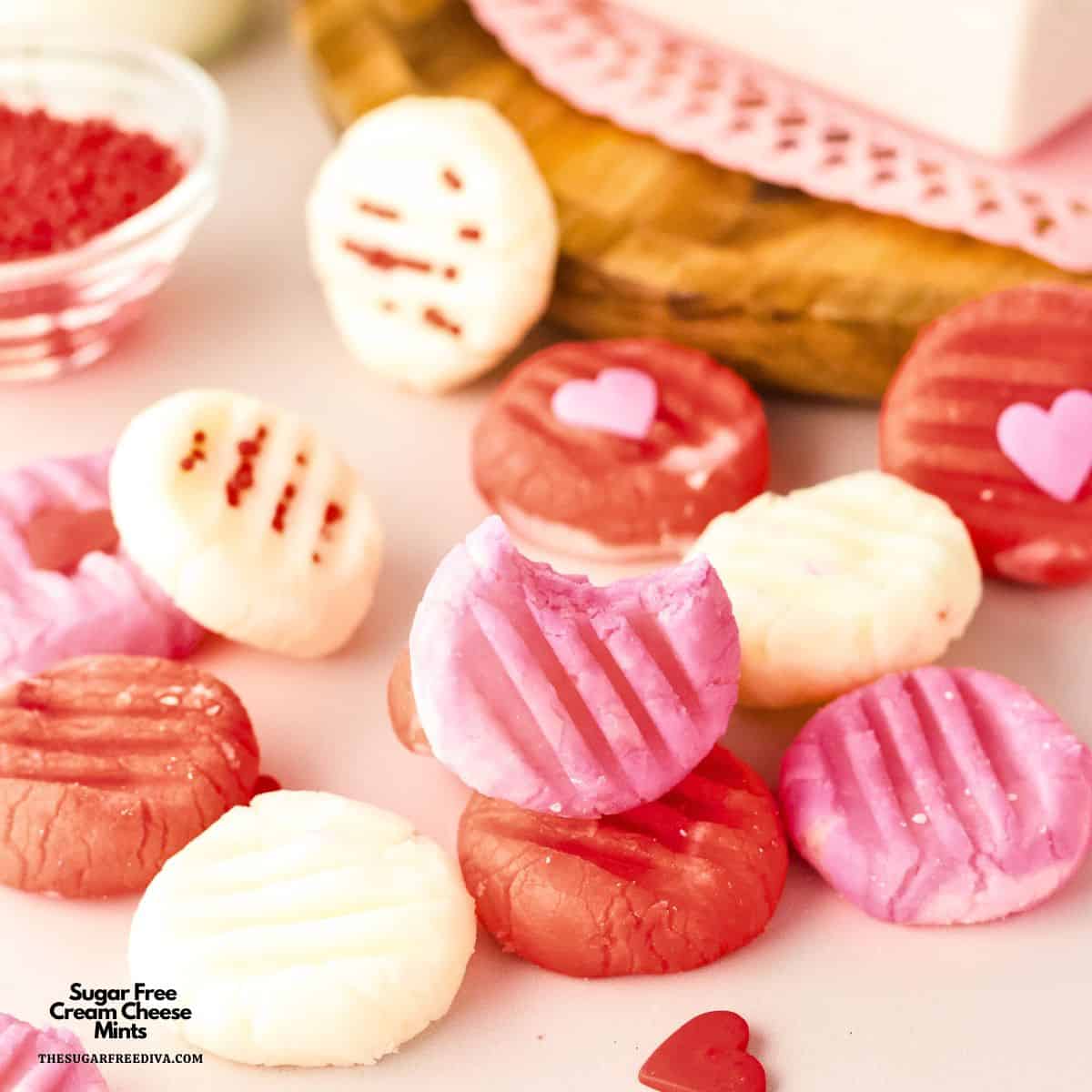 Sugar Free Cream Cheese Mints, a simple no added sugar recipe for creamy candy made with five simple ingredients. Sugar Free Cream Cheese Mints, a simple no added sugar recipe for creamy candy made with five simple ingredients.