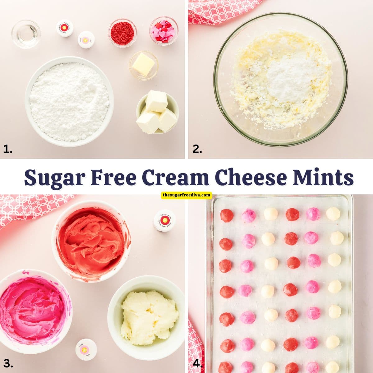 Sugar Free Cream Cheese Mints, a simple no added sugar recipe for creamy candy made with five simple ingredients. Sugar Free Cream Cheese Mints, a simple no added sugar recipe for creamy candy made with five simple ingredients.