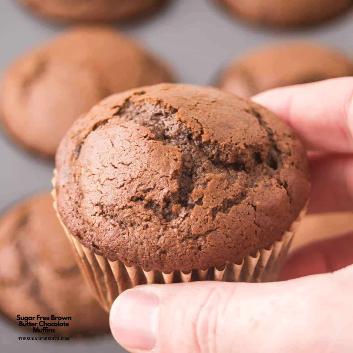 Sugar Free Brown Butter Chocolate Muffins- a delicious recipe for tender and fluffy muffins bursting with deep caramelized flavor and made with no added sugar. Sugar Free Brown Butter Chocolate Muffins- a delicious recipe for tender and fluffy muffins bursting with deep caramelized flavor and made with no added sugar.