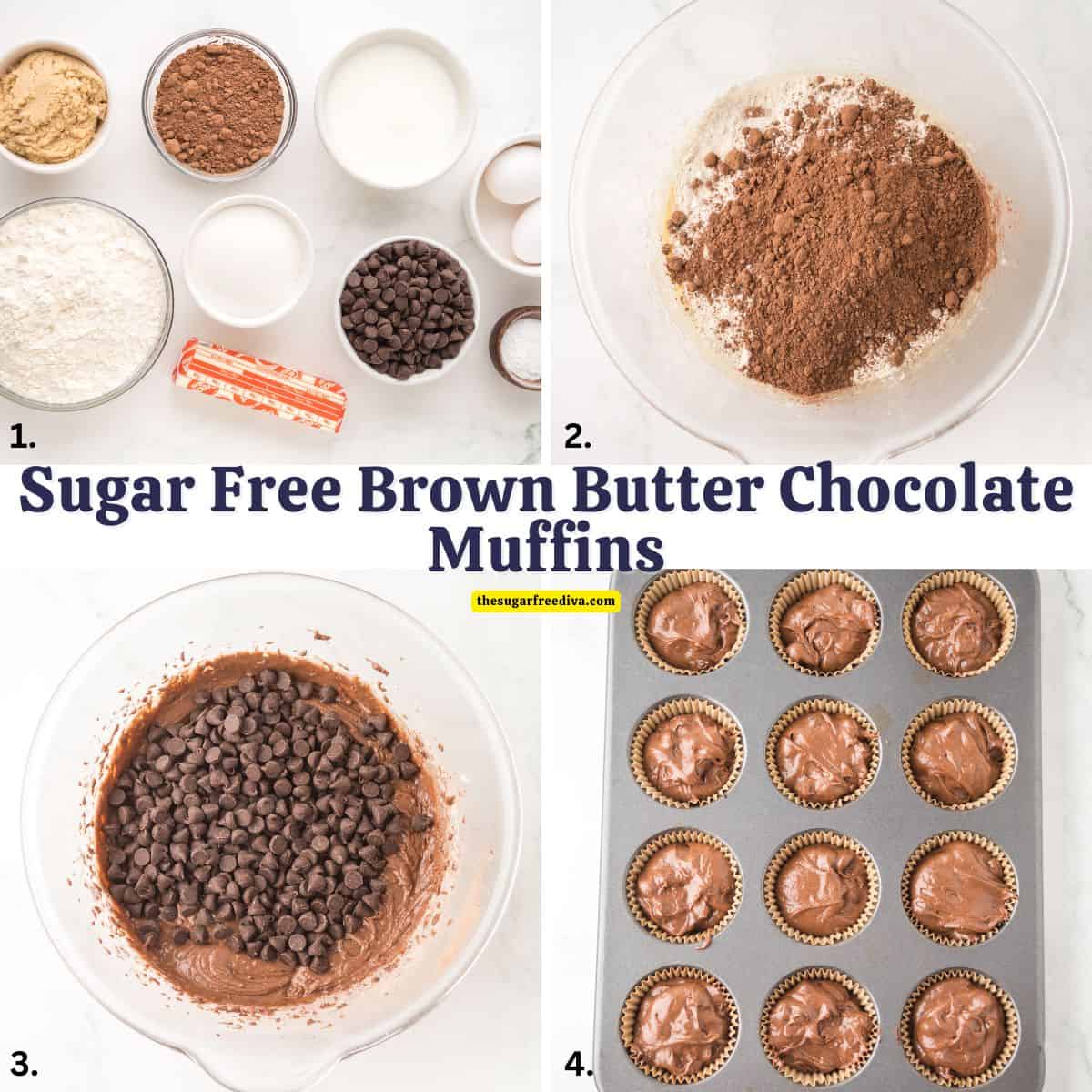 Sugar Free Brown Butter Chocolate Muffins- a delicious recipe for tender and fluffy muffins bursting with deep caramelized flavor and made with no added sugar. Sugar Free Brown Butter Chocolate Muffins- a delicious recipe for tender and fluffy muffins bursting with deep caramelized flavor and made with no added sugar.