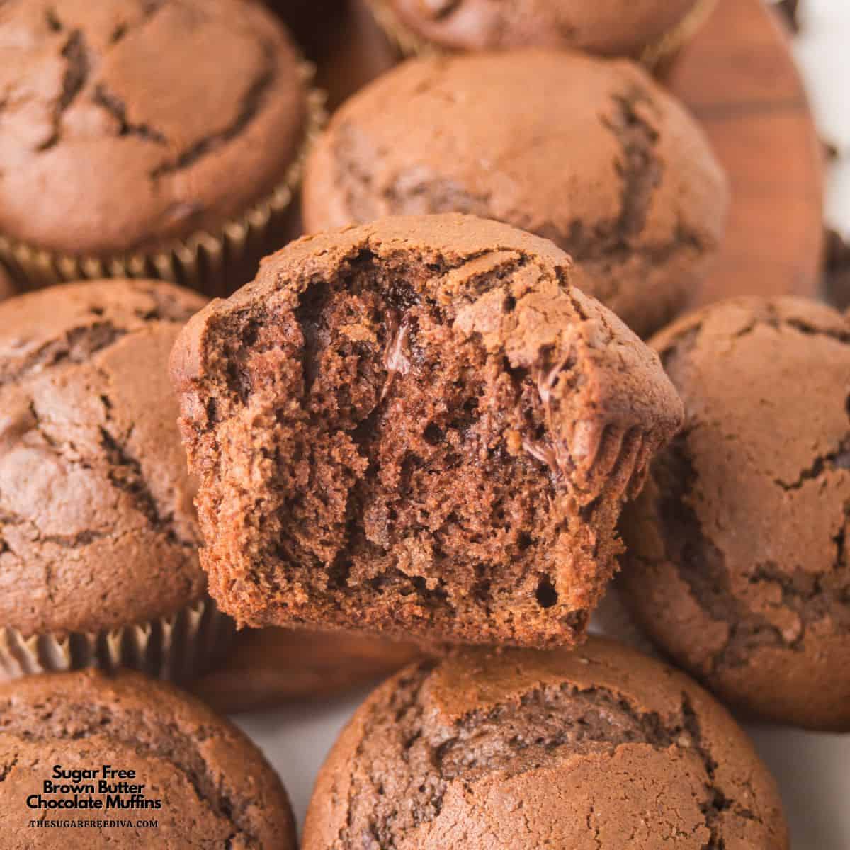 Sugar Free Brown Butter Chocolate Muffins- a delicious recipe for tender and fluffy muffins bursting with deep caramelized flavor and made with no added sugar. Sugar Free Brown Butter Chocolate Muffins- a delicious recipe for tender and fluffy muffins bursting with deep caramelized flavor and made with no added sugar.